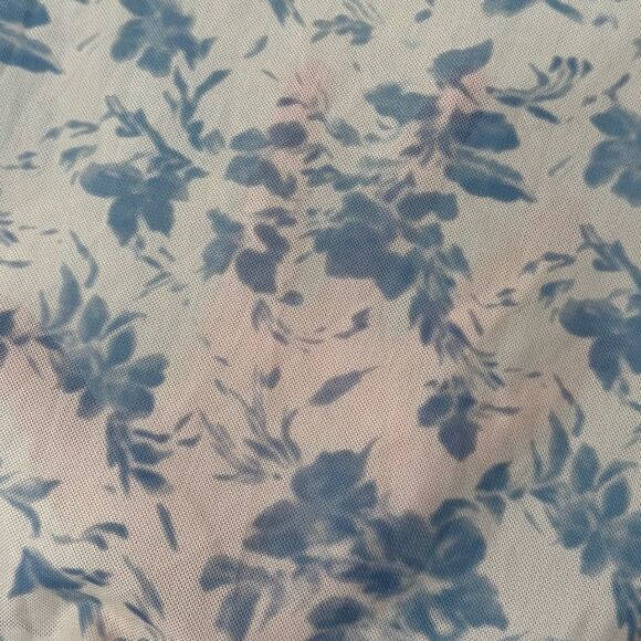SHEIN Blue Floral Sheer Mesh Blouse Size Small - Picture 3 of 4